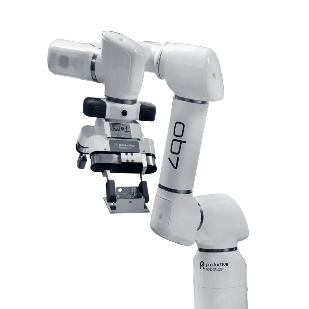 Collaborative robotic arm used in precision CNC manufacturing.